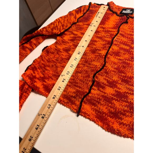 NEW Ragged Priest Orange Open Stitch Cropped Knit Top Sz S - Picture 6 of 9